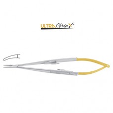 UltraGripX™ TC Castroviejo Micro Needle Holder Curved - Smooth Jaws - With Lock Stainless Steel, 14.5 cm - 5 3/4"